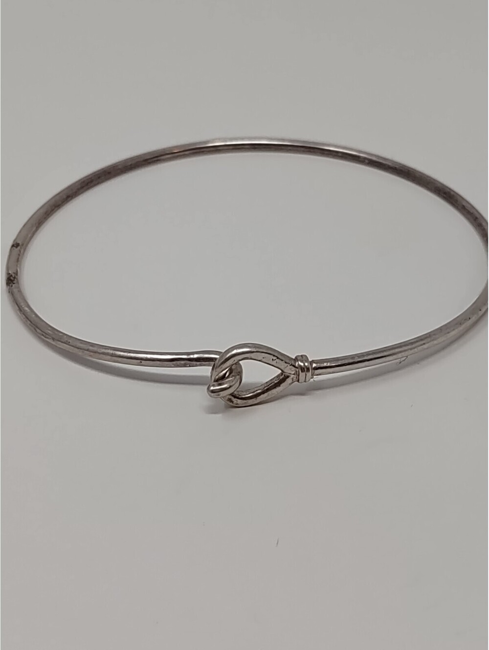 Vintage 925 Sterling Silver Hook & Eye Wire Bangle Bracelet